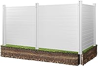 VEVOR 3-Panel 50x50in PVC Privacy Screen Fence for AC Units, Pool Equipment & Trash Cans - Wind-Resistant Stakes, Easy No-Dig Install