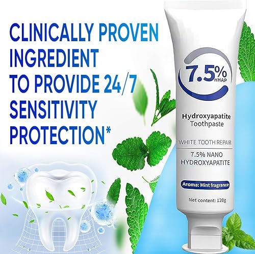 Miniatura 3 de Pasta dental hidroxiapatita para protección del esmalte y fortalecimiento de los dientes, menta suave, aliento fresco, uso diario para la salud