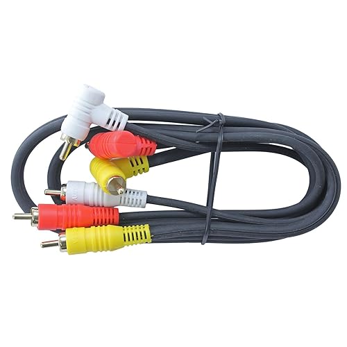 Miniatura 1 de Cable triple RCA estéreo de audio y video, ángulo recto a recto de 6 pies de largo