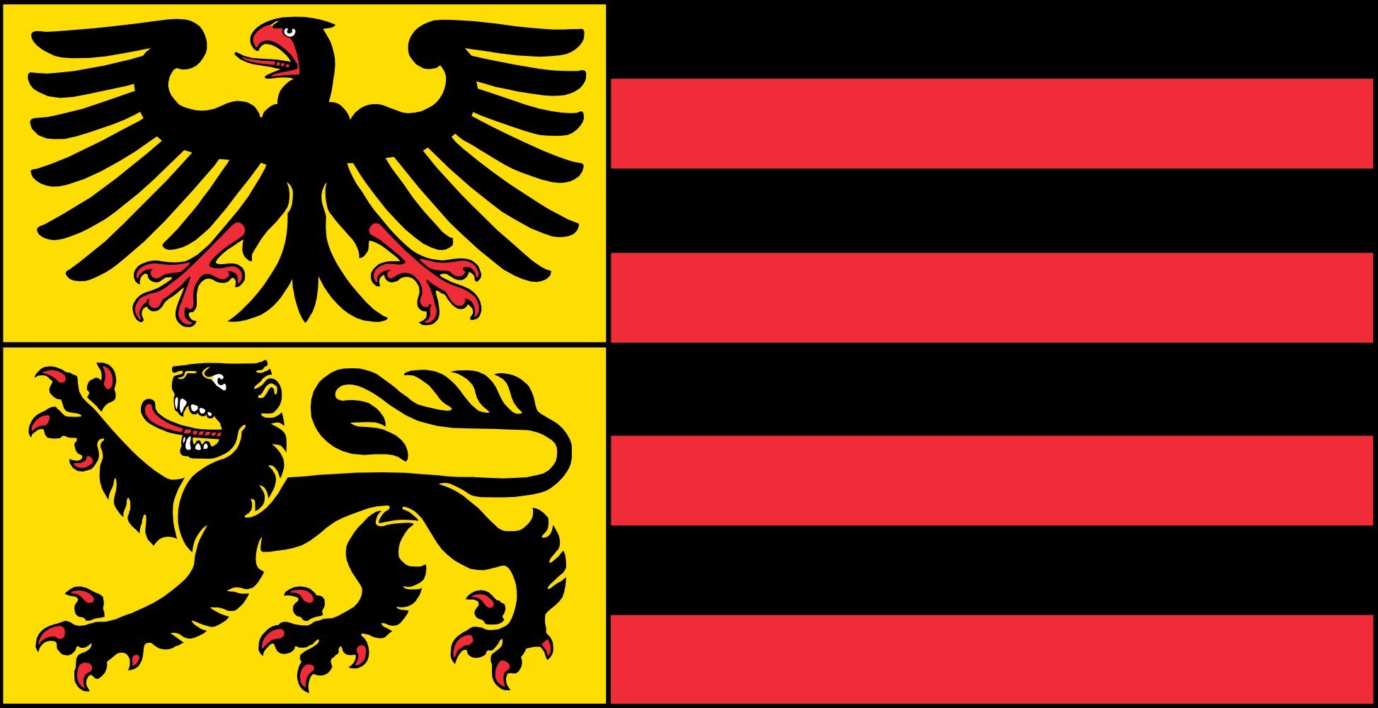 magFlags Duża flaga miasta Düren | flaga krajobrazowa | 1,35 m² | 14,5 m2 | 80 x 160 cm | 34 x 65 cali - 100% Made in Germany - długotrwała flaga zewnętrzna