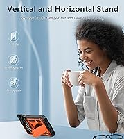 Vista 8 de FNTCASE Funda para iPhone 15 Pro: protección contra caídas y golpes de grado militar con soporte y tobogán Resistente textura protectora