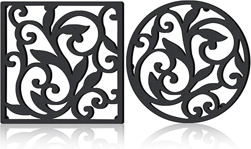 Beeveer Salvamanteles de hierro fundido de 7.1 pulgadas, salvamanteles de metal vintage para ollas, sartenes, platos calientes, salvamanteles