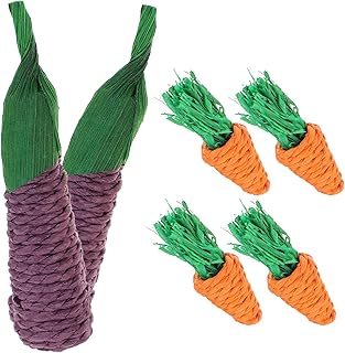 balacoo 6pcs Hamster Teething Toy Rat Hamster Toys Bunny Rabbit Toys for Bunnies Dog Plush Toys Rabbit Treat Toy Rabbit chew Block pet chew Toy Rabbit Teething Toy Natural Grass bite Straw