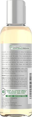 Miniatura 2 de Horbäach Aceite de ricino orgánico | 4 onzas líquidas | prensado en frío y sin hexano | Para cara, cabello, pestañas y cejas | Fórmula vegetariana,