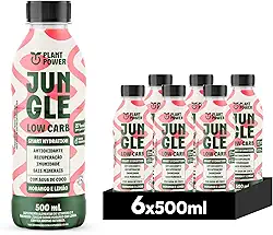 Jungle Low Carb Morango com Limão, Bebida Funcional, 500ml - 6 unidades