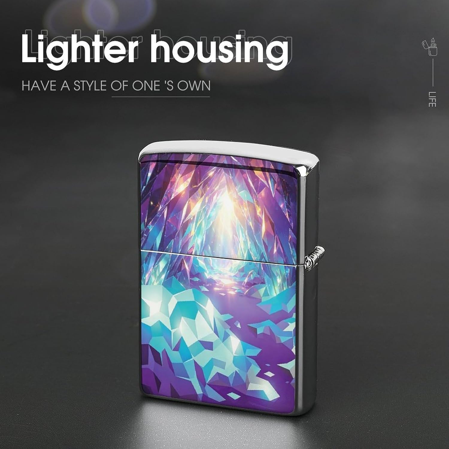 Purple Cyan Low Poly Lighter Case Cover Holder Lighter Sleeve