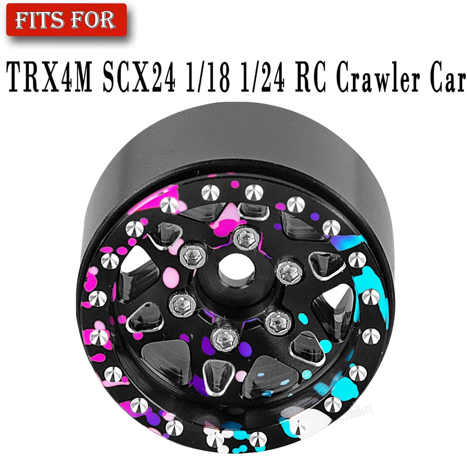 RC 1.0" Beadlock Wheel Rims Set for TRX4M SCX24 1/18 1/24 RC Crawler Car.Aluminum Alloy RC 1.0 Truck Tires Wheels Rims,Rc Wheel Rims Colorful