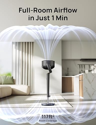 Miniatura 9 de Dreo - Ventilador de pie oscilante de 120, silencioso, de pedestal de 85 pies, 8 velocidades, 3 modos, 20 dB, vertical manual de 120, altura