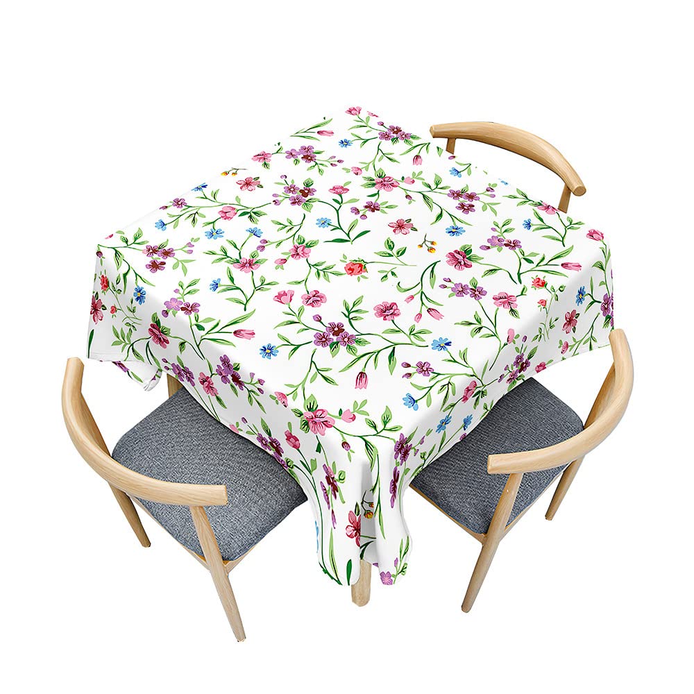 Treer Floral Print Table Cloth, Square Tablecloths Wipeable Splash Proof Tablecloth Table Cloths for Kitchen Decoration Outdoor Picnic (Floral B,100x100cm)