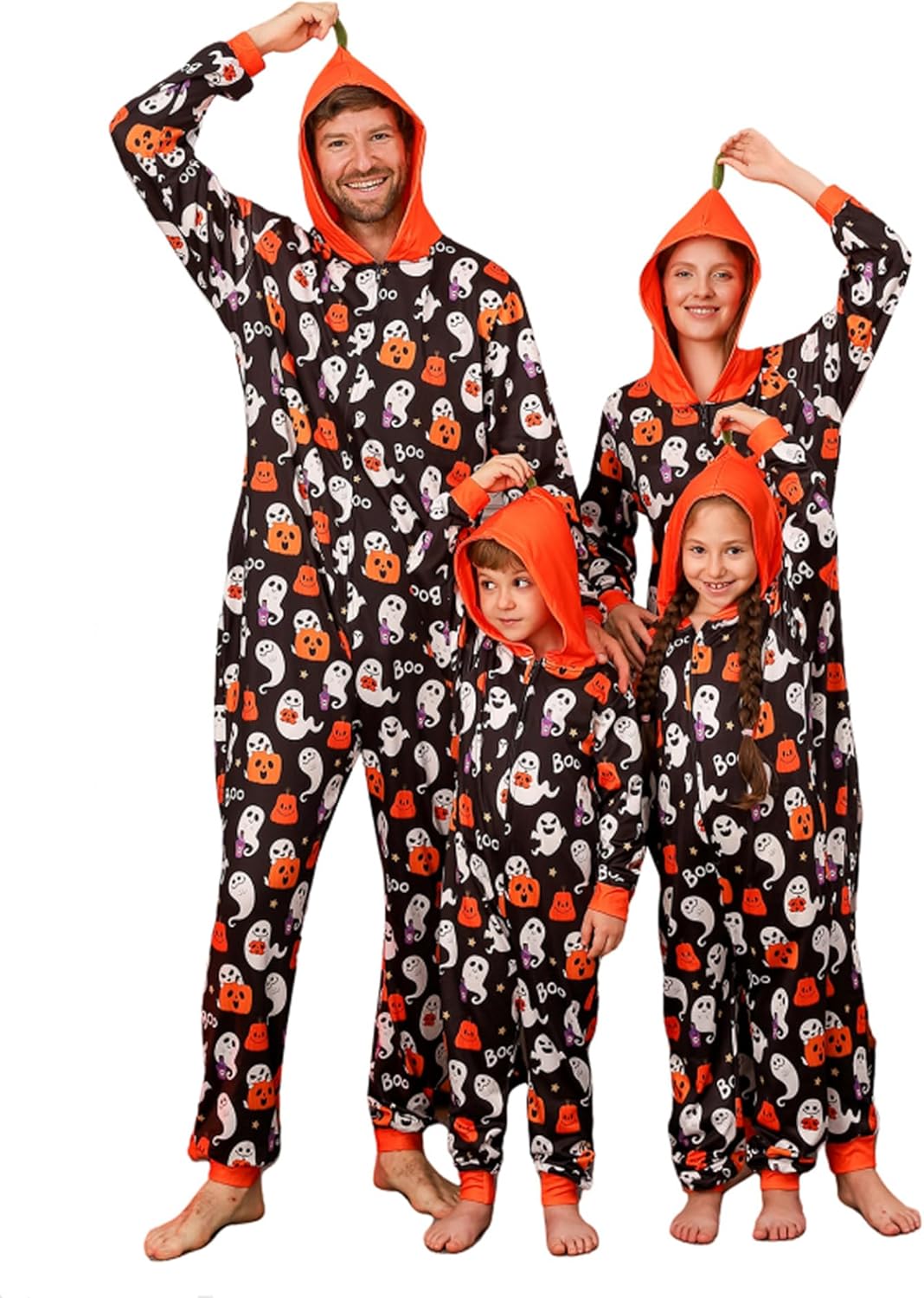 VNVNE Matching Halloween Onesie Pajamas for Family/Couples/Women/Men, Skeleton Holiday One Piece Adults Pjs Sleepwear Men Small Black Ghost