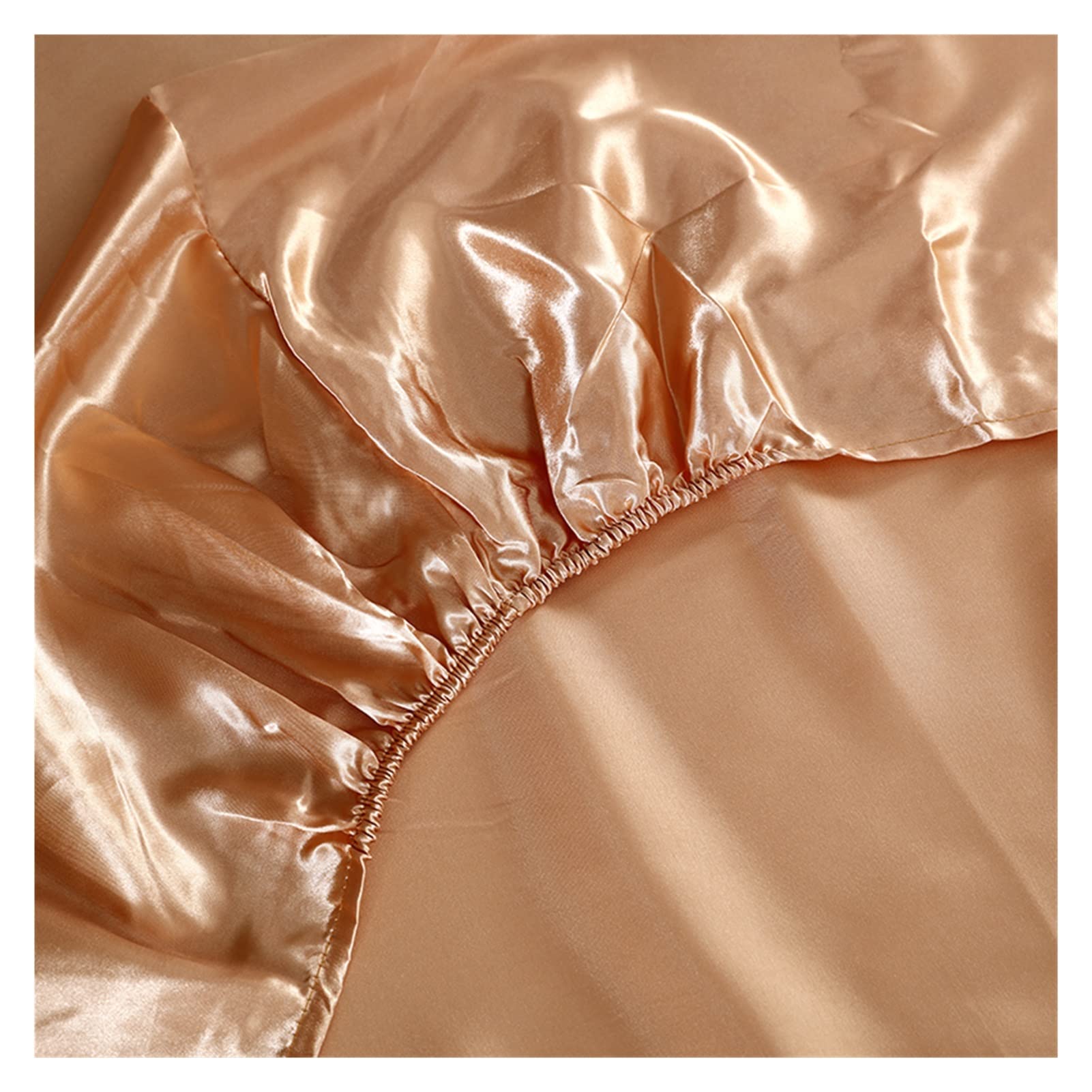 Ice Silk Bettlaken Spannbettlaken Satin Viskose Bettlaken Hochwertiger einfarbiger Matratzenbezug Gummiband Bettlaken 160x200 FüR Boxspringbetten Und HerköMmliche Matratzen(Ka fe se,180x200x25cm)