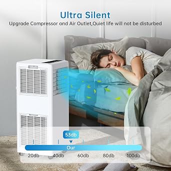 8,000 BTU Portable Air Conditioner, 3-in-1 AC Unit | Fan & Dehumidifier, Remote Control, Low Noise, 2 Speed, 24h Timer, Cools Up to 350 Sq.Ft