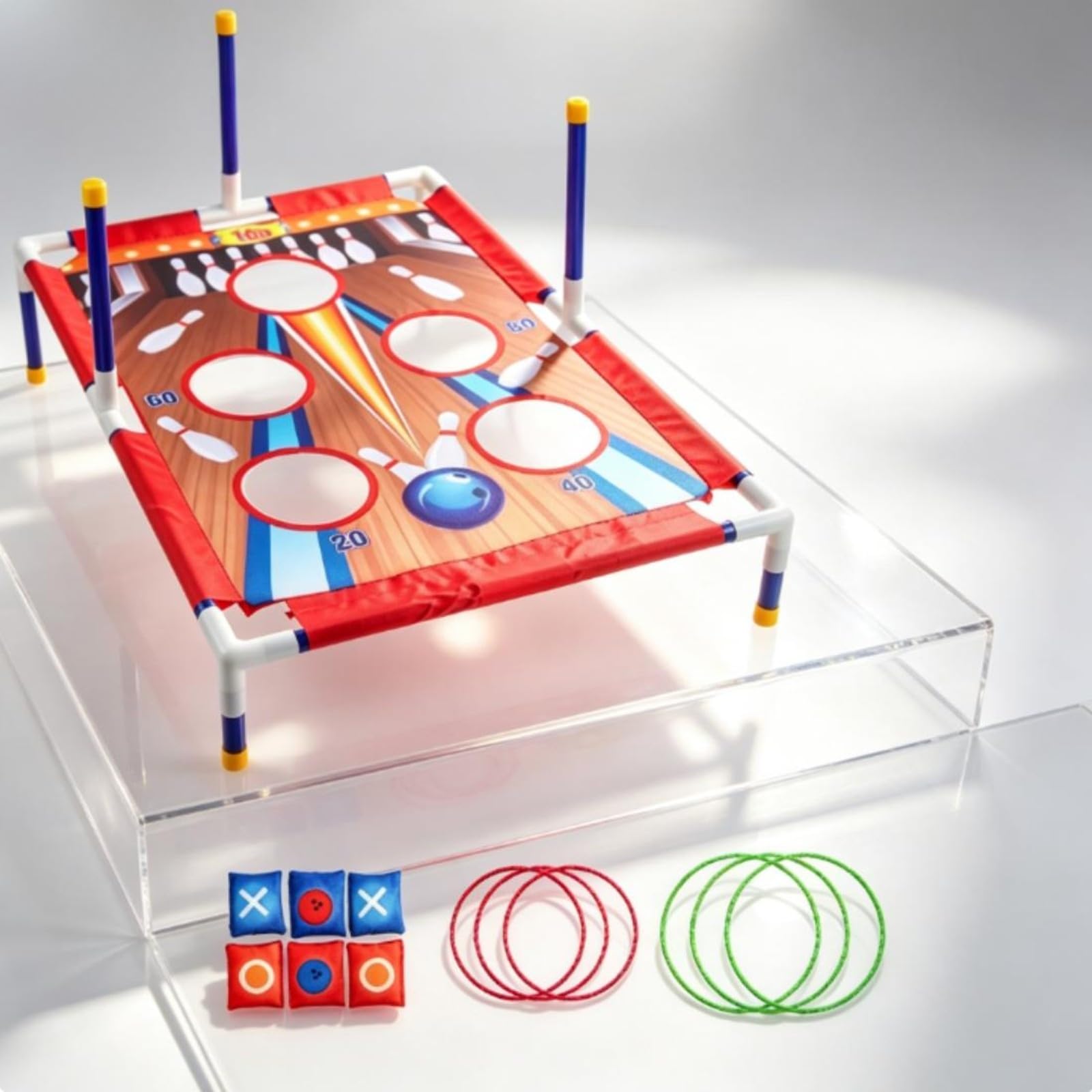 predolo Gioco con Anelli e Sacchetti tile | Struttura in Plastica Leggera, Tabellone per Lancio con Sacchetti, Giardino