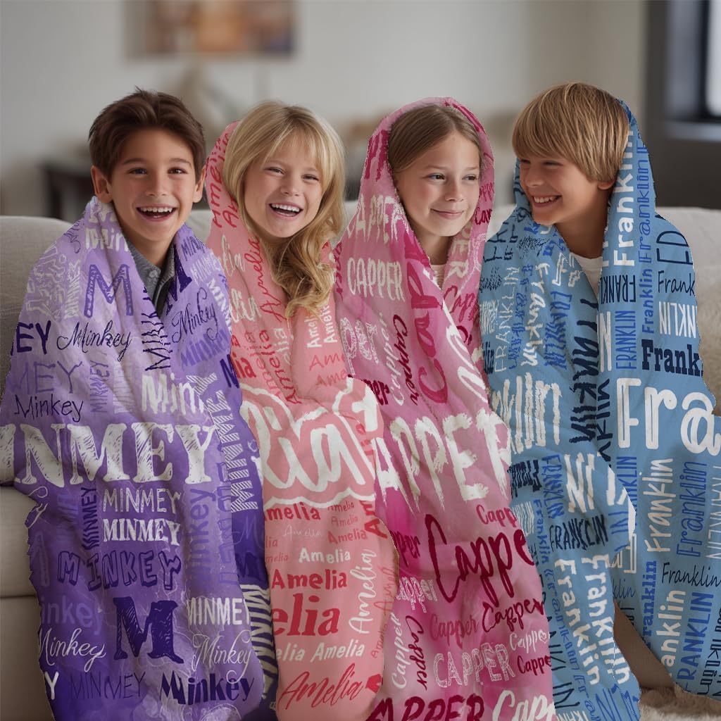 Dr.TOUGH Personalized Blankets for Kids, Name Blankets Personalized Kids, Customized Blanket Personalized Blankets for Adults, Birthday Christmas Valentines Day Gift