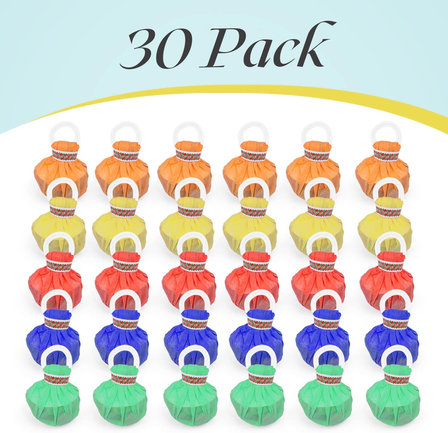 30Pack Colorful Streamer Poppers, No Mess Multi-Color Paper Crackers, Hand Throw Confetti Streamers for Birthday, Wedding, Party Celebrations