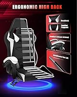 Vista 47 de Gaming Chair with RGB LED Lights, High Back Ergonomic Computer Gamer Chair with Headrest and Lumbar Support, Racing Style Reclining Game Chair for