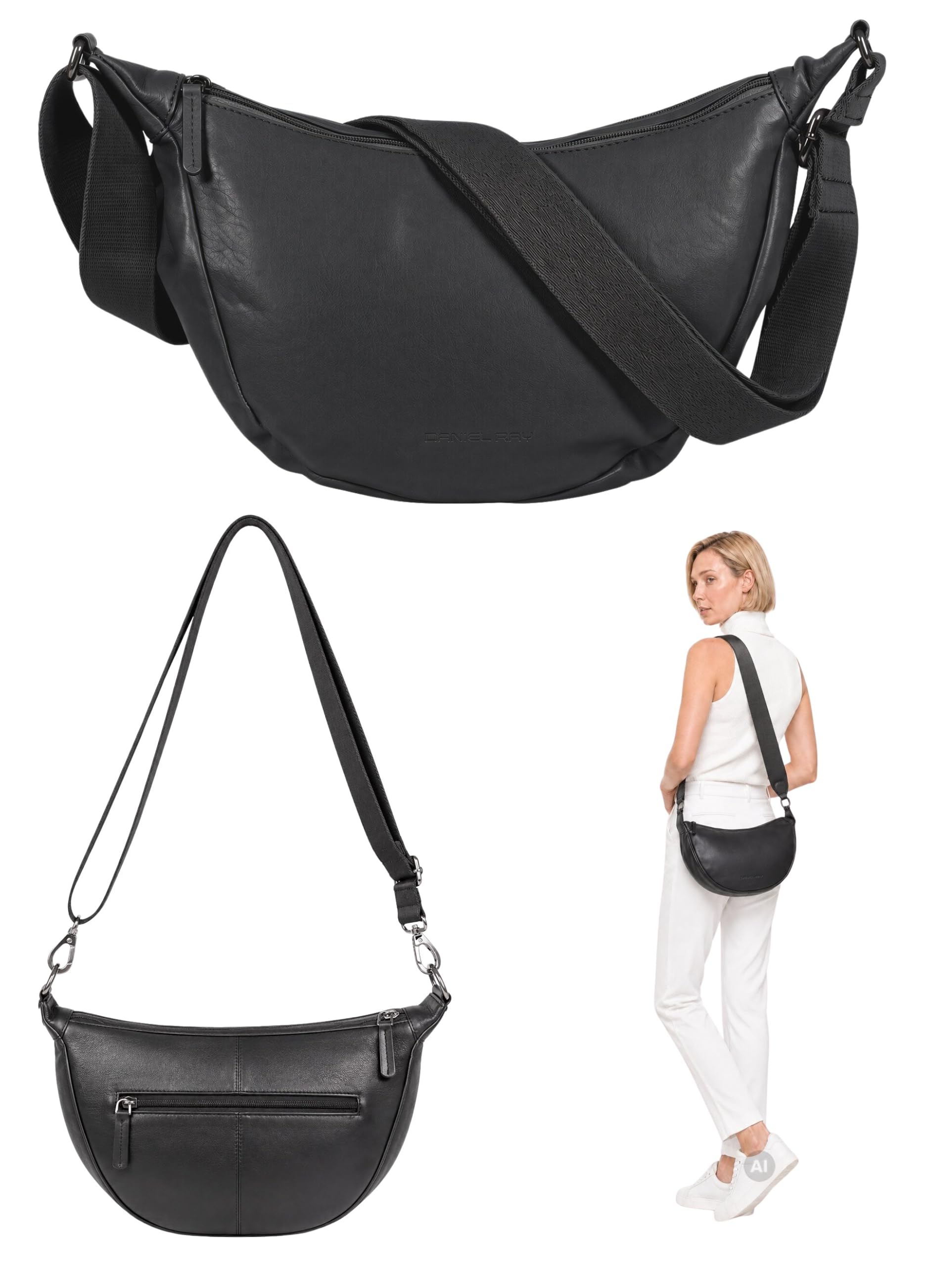 Handtasche Leder Moonbag Crossbody Schultertasche Portaugusta 1595 +e
