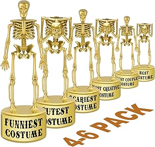 ORIENTAL CHERRY Halloween Party Supplies - 6 Pack Golden Best Costume Skeleton Trophies for Kids Adults Halloween Party Games Decorations Favors Halloween Trophy Costume Contest Awards Prizes