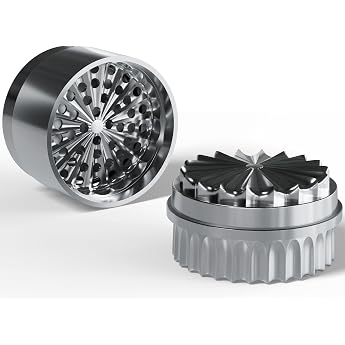 Toothless Stainless Steel Grinder Diameter 63 mm Steel Herb Mill Durable and Non-Stick 5-Piece Set with Built-in Stash Tin in Lid Including Protective Bag
