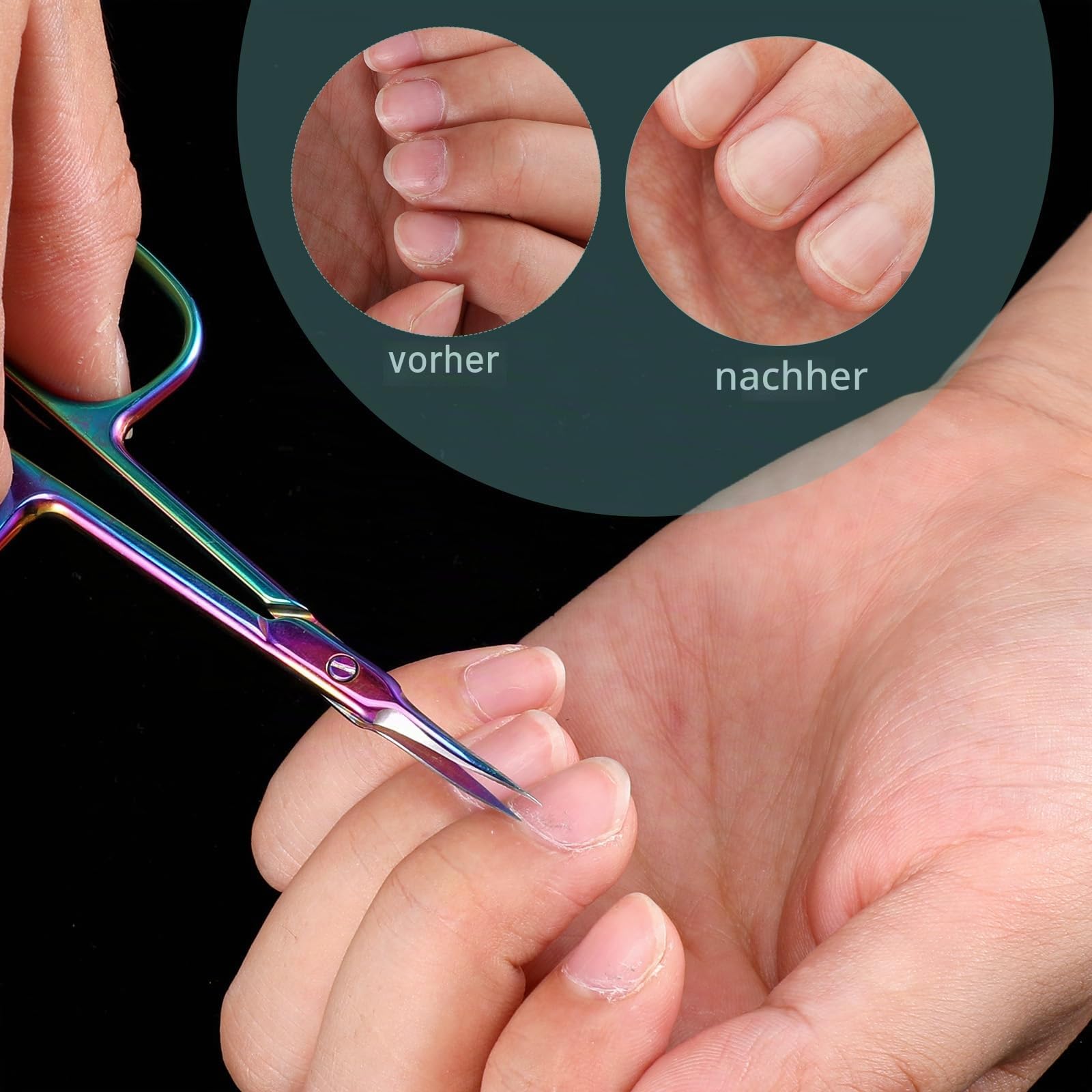 Gebogene Nagelhautschere, Edelstahl Nagelschere Hautschere, Extra Feine Gebogene Spitze Professionelle Nagelschere zur Nagelhautpflege, Nagelhautschneider