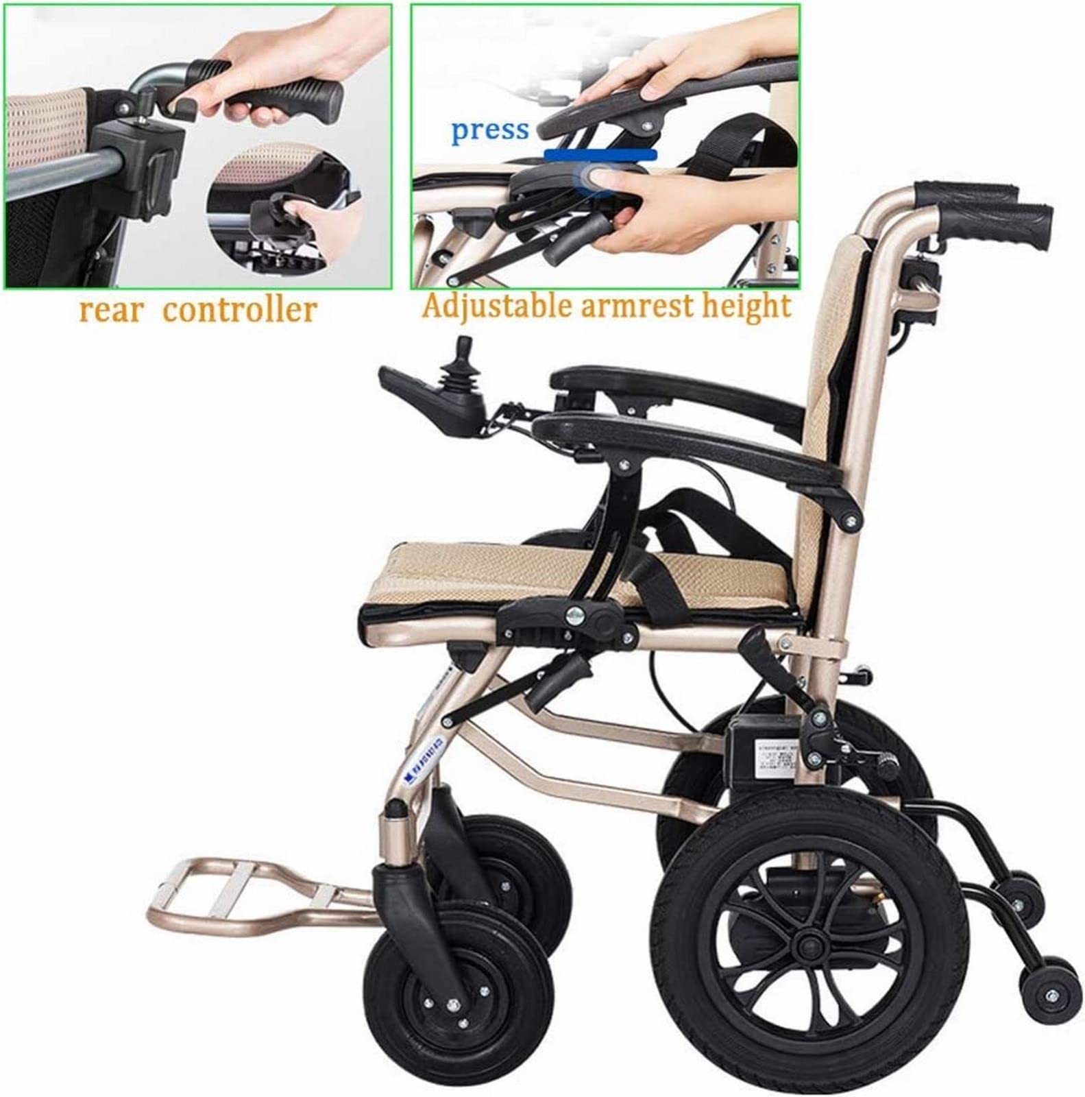 Sillas de ruedas eléctricas para adultos, ligeras, inteligentes, plegables, de 14 kg, eléctricas para discapacitados con joystick, silla de ruedas eléctrica resistente de doble función, eléctr