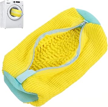 Shoe Washing Machine Bag, Reusable Laundry Shoe Bag for Washer & Dryer, Heavy Duty Mesh Trainer Wash Bag with Chenille Microfibres, 360  Deep Cleaning for Sneakers & All Shoe Types