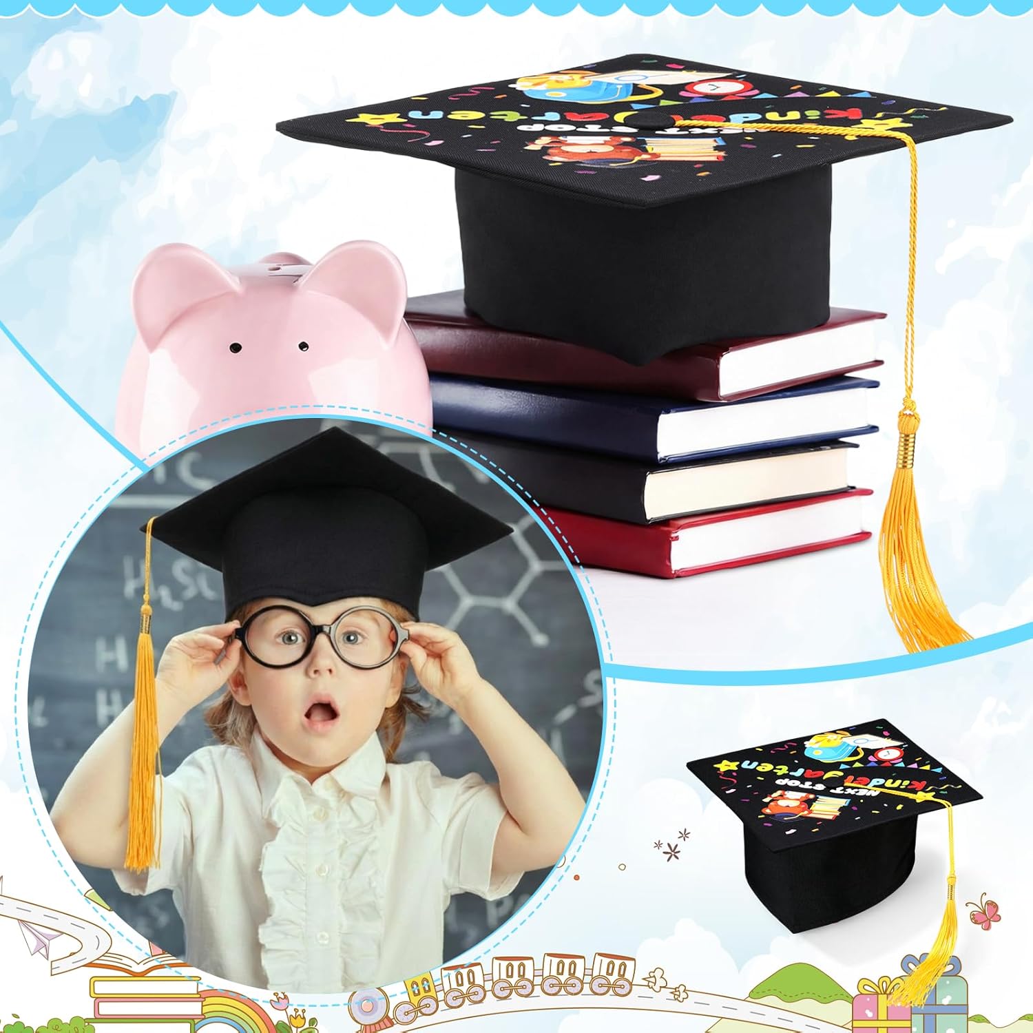 Knitgrip 12 Pcs Kindergarten Preschool Graduation Cap Bulk 2026 Next Stop Kindergarten Graduation Hat for Kids Preschool Grad(Next Stop Kindergarten) Multicolor