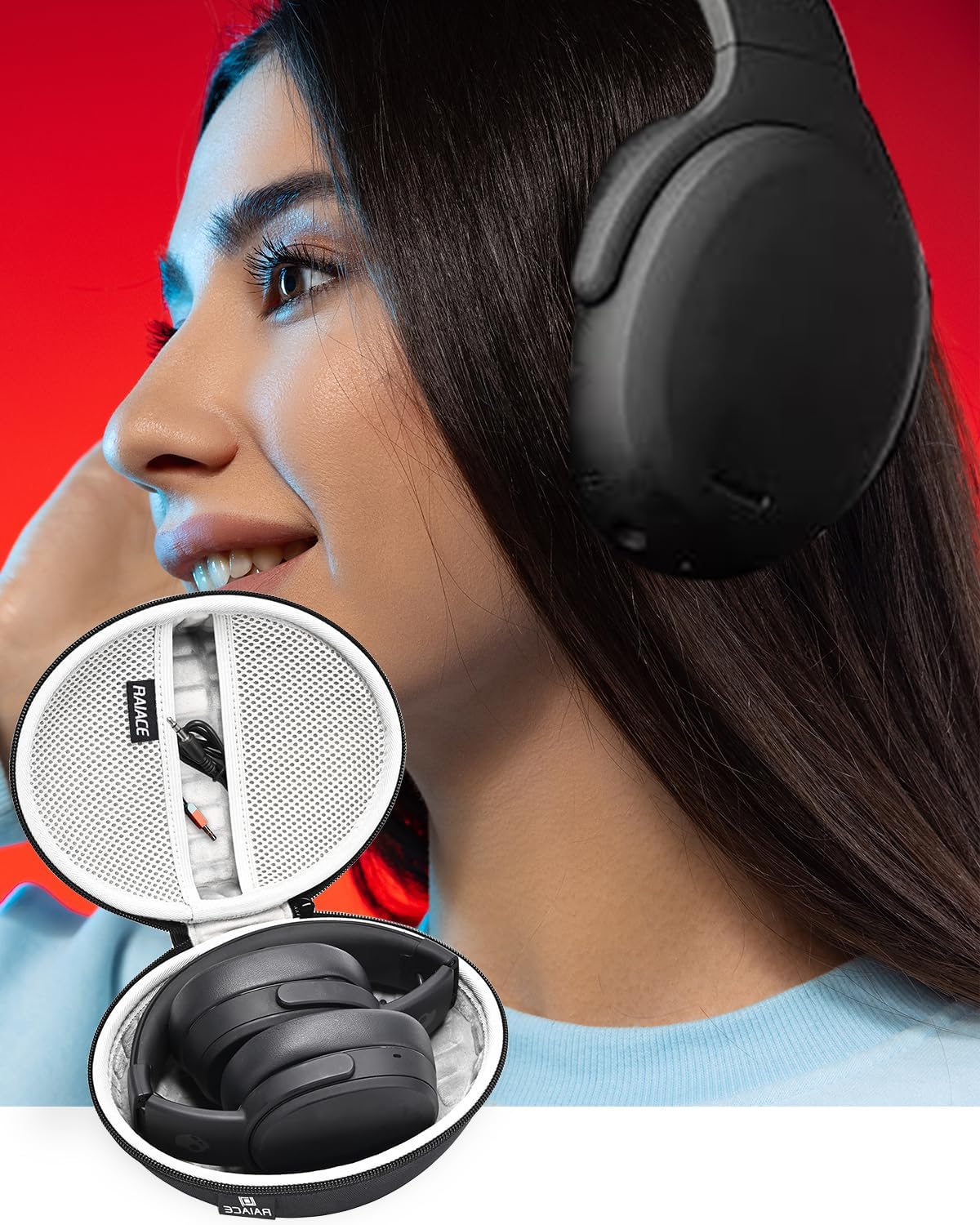 Hard Travel Carrying Case Compatible with Skullcandy Crusher Over-Ear Headphones. (Case Only, Not Include The Device)-Black(Gray Lining) - Image 6