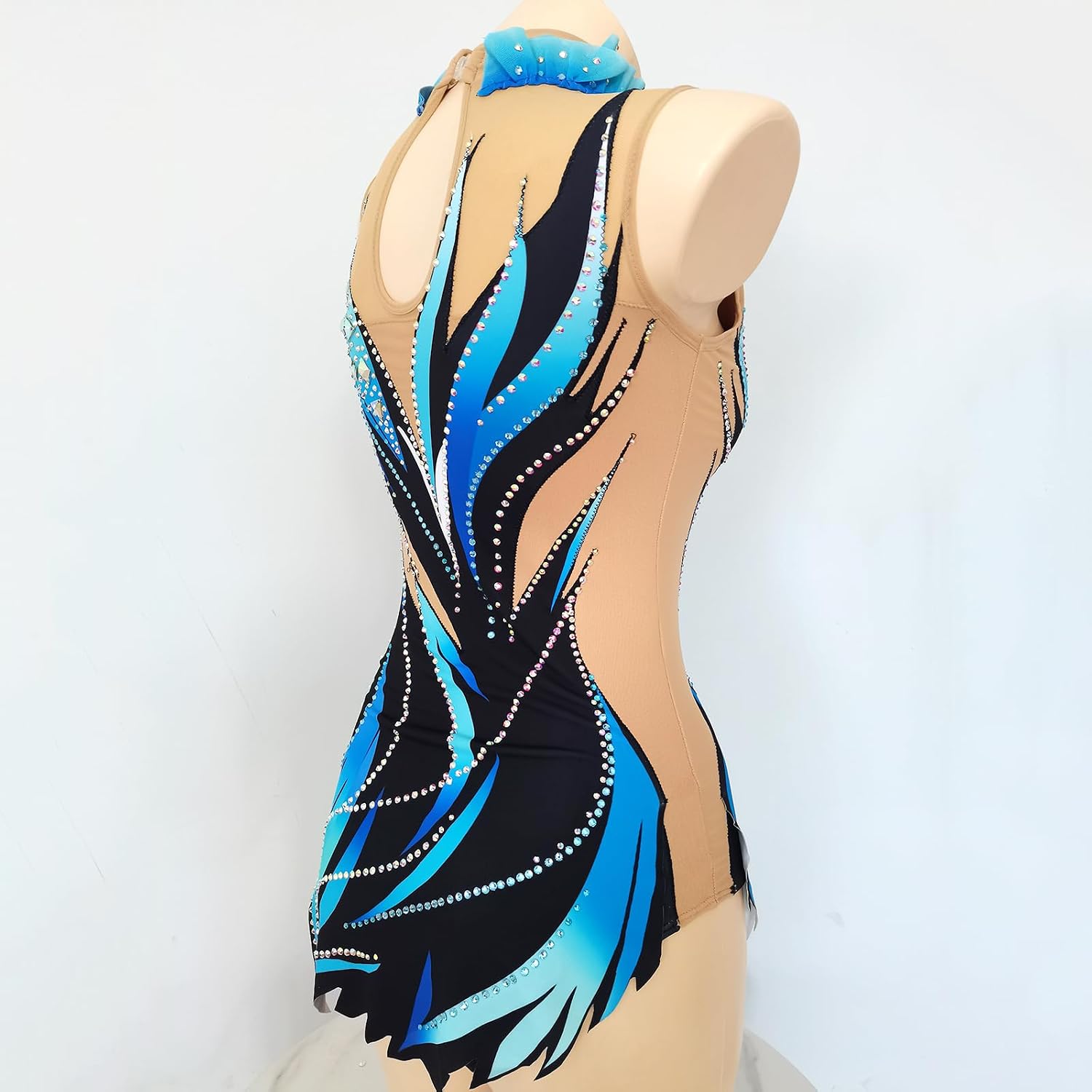 Rhythmic Gymnastics Leotards Girls Women Blue Decoration Competition Unitards