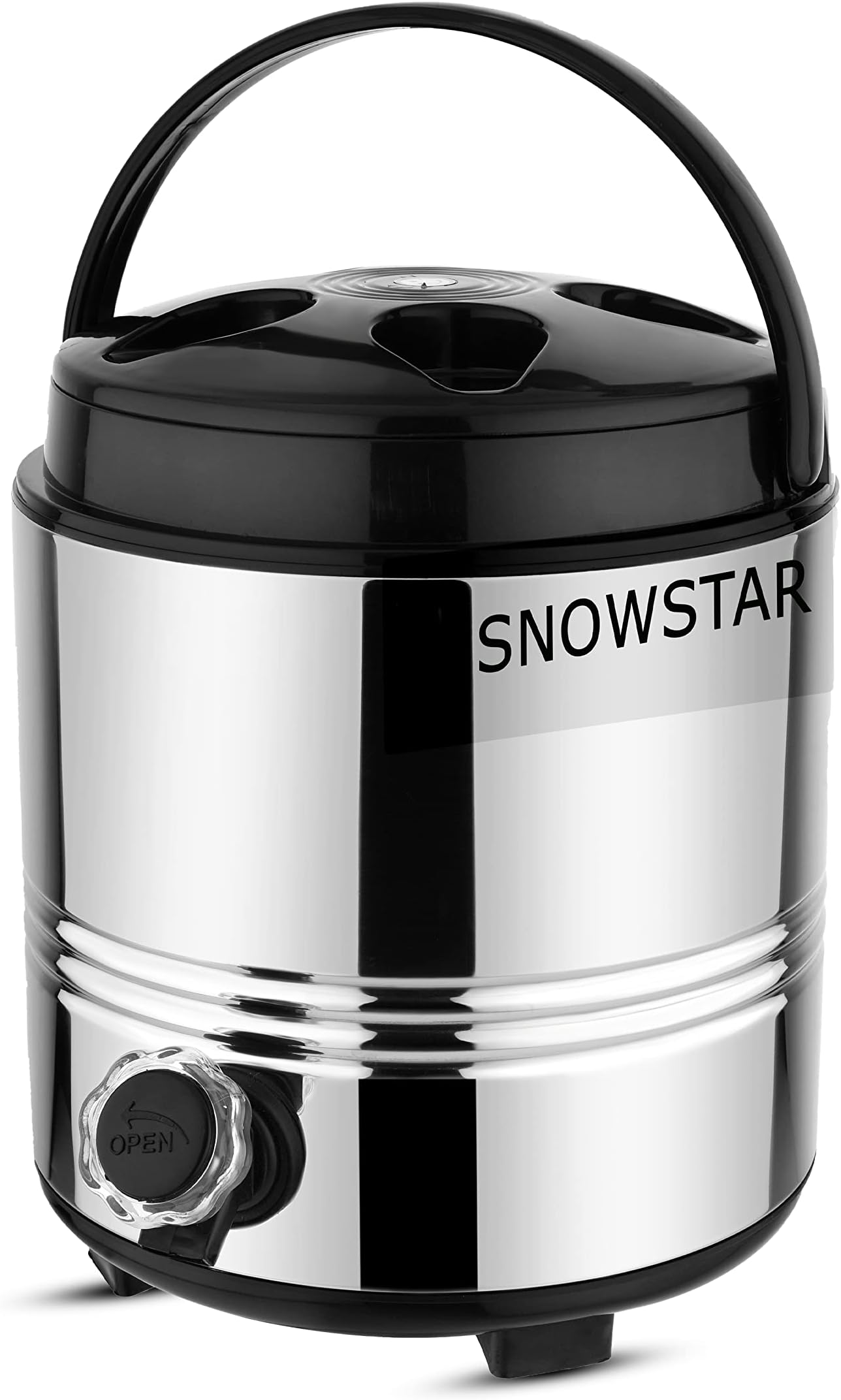 Snowstar Stainless Steel Water Dispenser for Office Home Kitchen 5 Liters, Silver-Black - PUF Insulated Hot and Cold Water Jug with Handle - Unbreakable & Sturdy Base - Leak Proof Tap