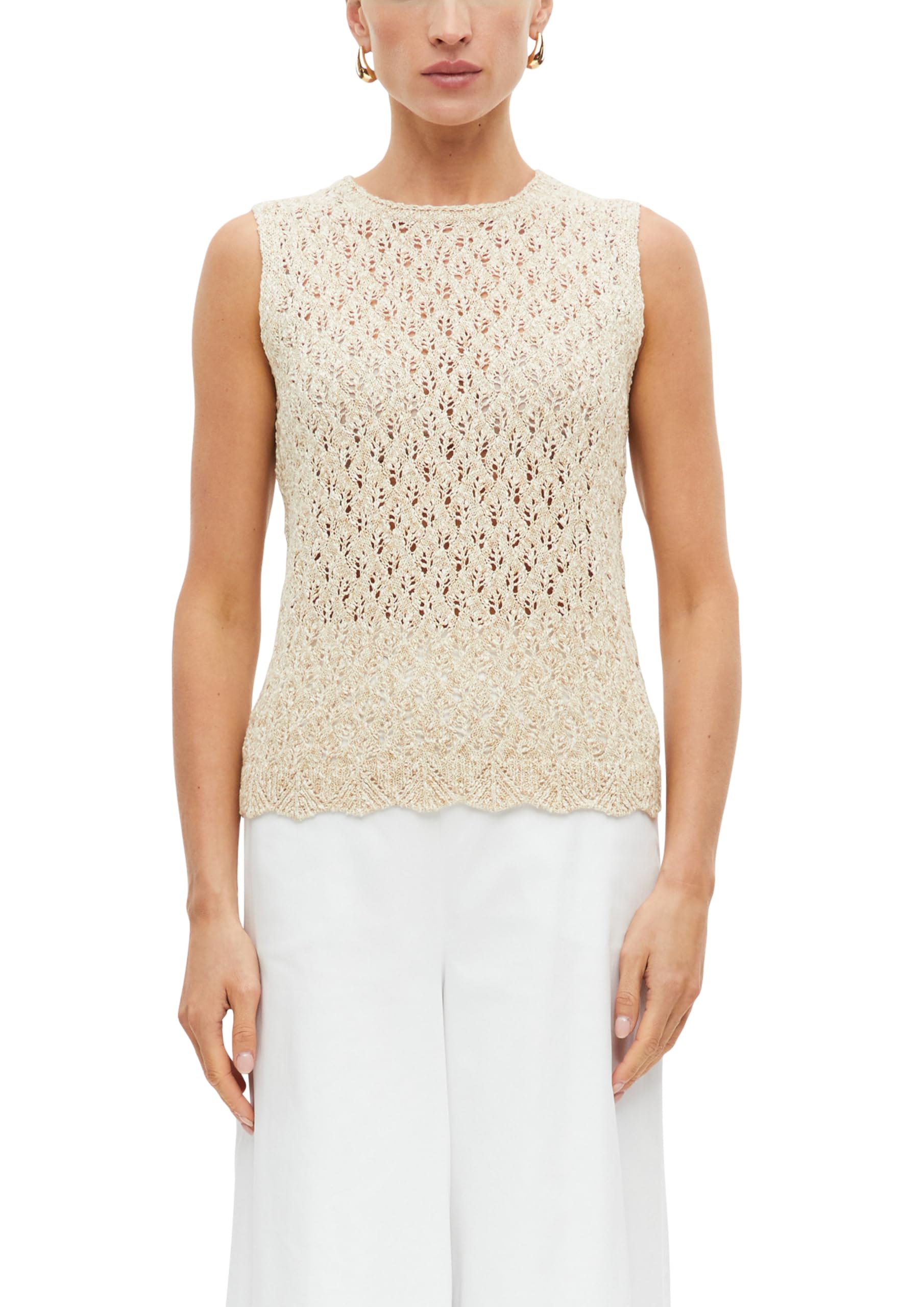s.Oliver Women's 2178836 Knitted Top with Ajour Pattern (Pack of 1), Brown, 12