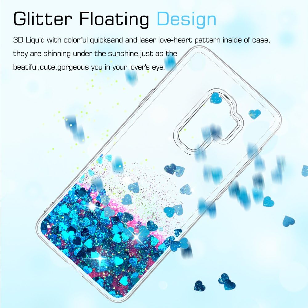 LeYi for Galaxy S9 Plus Glitter Case (Not Fit S9) for Girls Women, Sparkle Shiny Bling Liquid Clear TPU Protective Phone Case for Galaxy S9 Plus / S9 + Blue