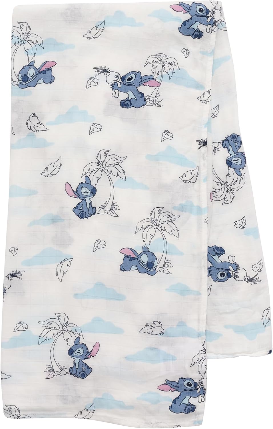 Lambs & Ivy Disney Stitch Luxury Muslin Swaddle Blanket & Plush Toy Gift Set