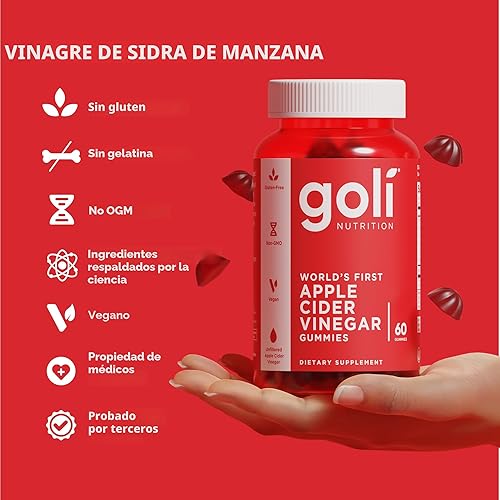 Miniatura 9 de Goli Vitaminas Gomosas de Vinagre de Sidra de Manzana - 60 Unidades - Vitamina B12, Sin Gelatina, Sin Gluten, Veganas y Sin OGM