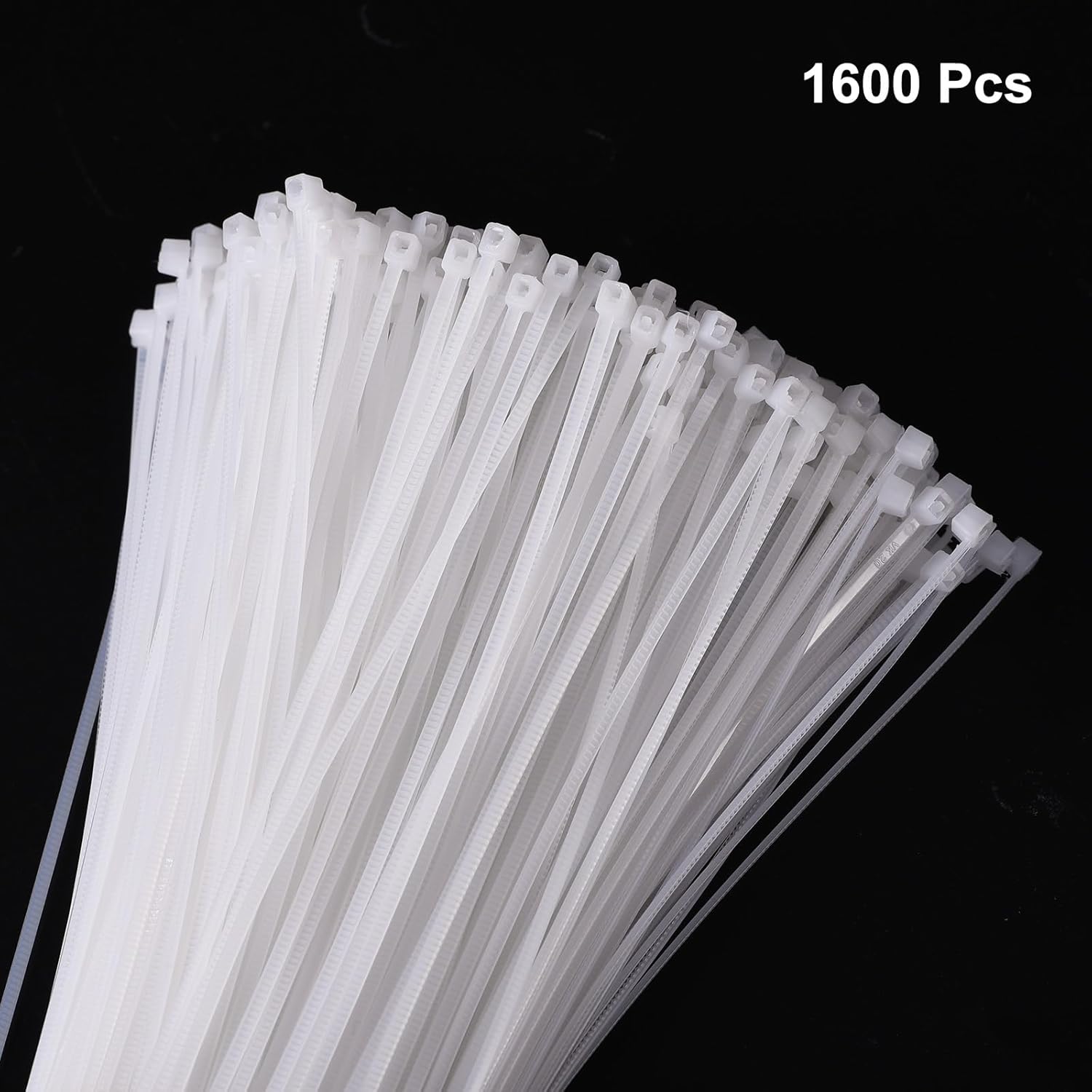 MECCANIXITY 1600pcs 5 Inch 18 Lbs Cable Zip Ties Self-Locking Small Nylon Cable Tie Wraps 1/8" for Cord Management, White