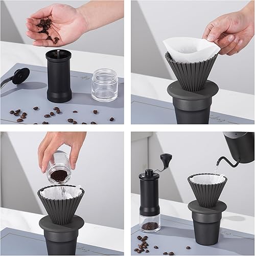 Miniatura 7 de Kit de viaje para verter sobre Cofiee, juego de cafetera de goteo a mano, kit de cafetera todo en uno, juego de café para verter sobre café, ideal