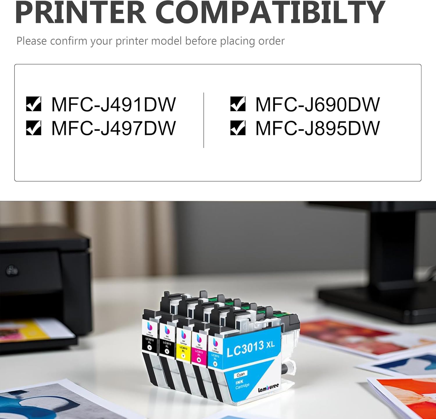 LC3013XL Ink Cartridges with High-Yield Replacement for Brother LC3011 LC3013 Work with MFC-J491DW MFC-J497DW MFC-J690DW MFC-J895DW Printers (5 Pack)