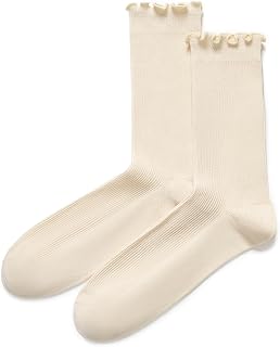 BEAUTODAY Women's Ruffle Crew Socks - Soft Slouchy Frilly Lettuce Trim Turn Cuff Cotton Calf Socks