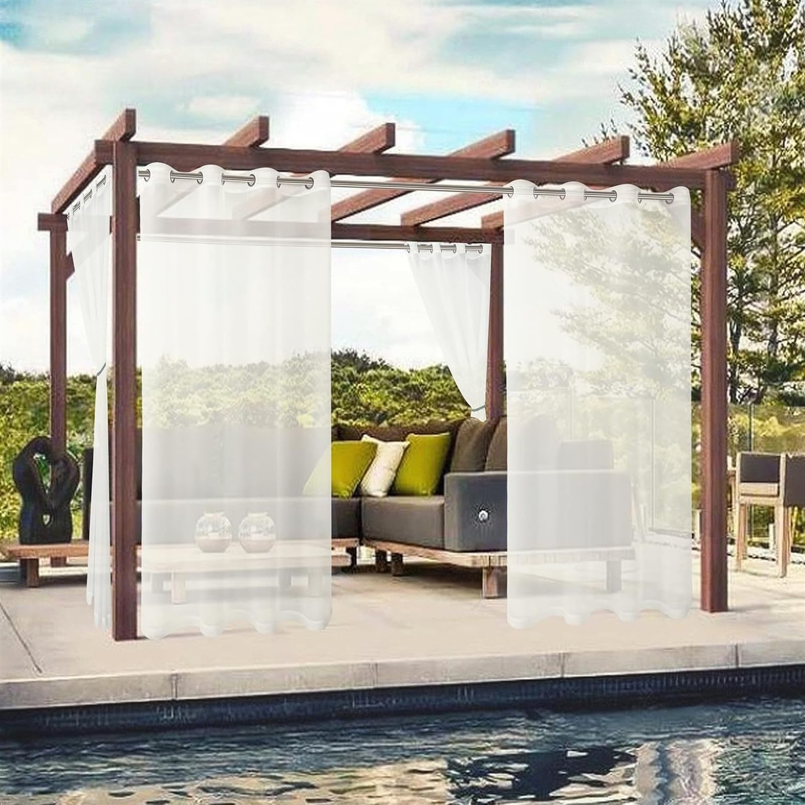 Tende trasparenti impermeabili per esterni, con occhielli, per patio, balcone e gazebo, 132 x 183 cm, 1 pezzo, perfette per decorazioni da giardino e protezione solare