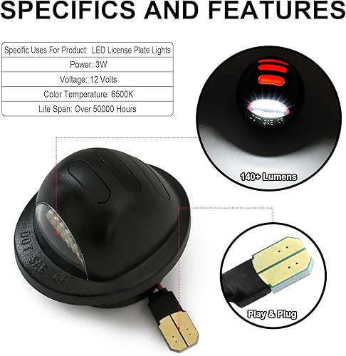 Miniatura 2 de litzland Luz LED para matrícula, carcasa de luz compatible con Ford F-150 1990-2014 F-250 F-350 1990-1999 Heritage 2004, paquete de 2