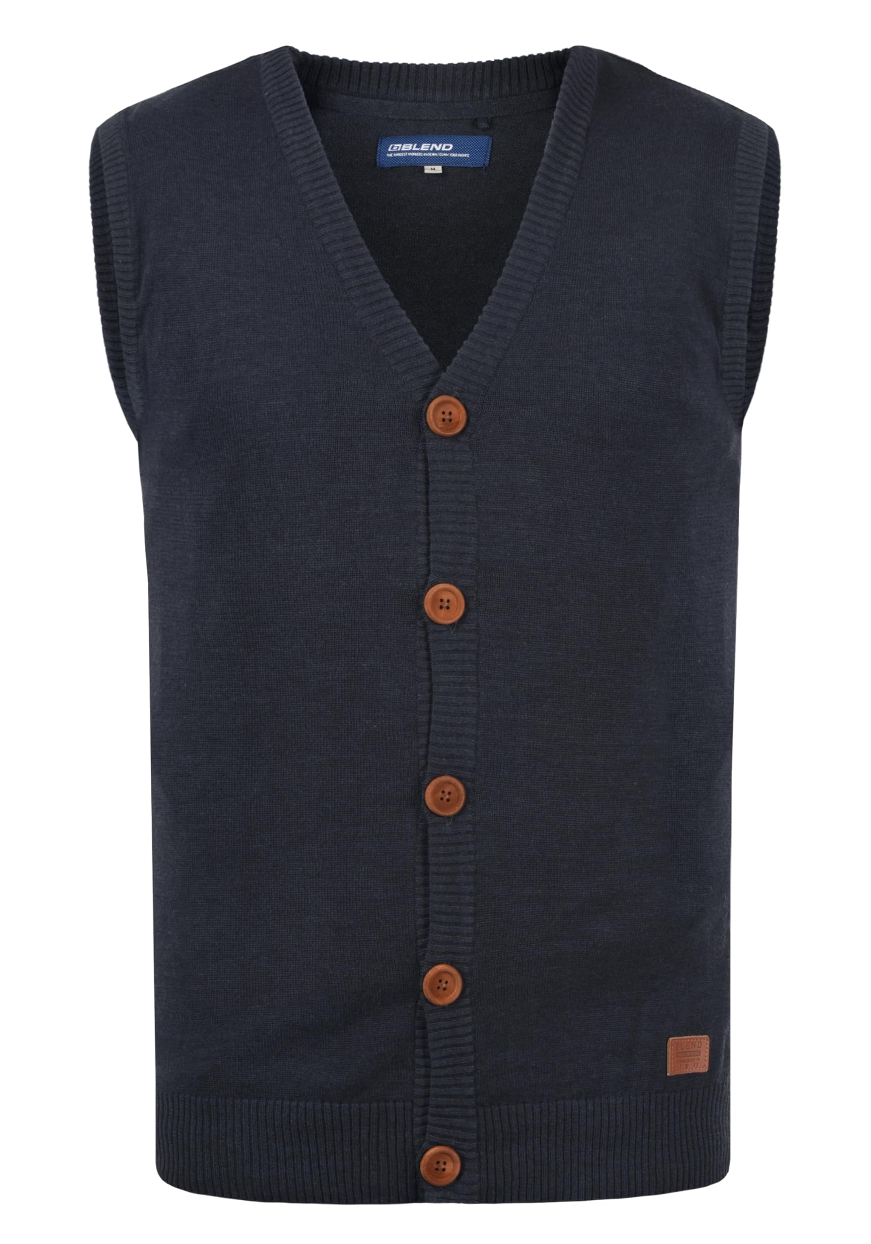 BLEND Lennardo Men's Sweater Vest Sleeveless Knit Pullover with V-Neck, Size:M, Colour:Navy (70230)
