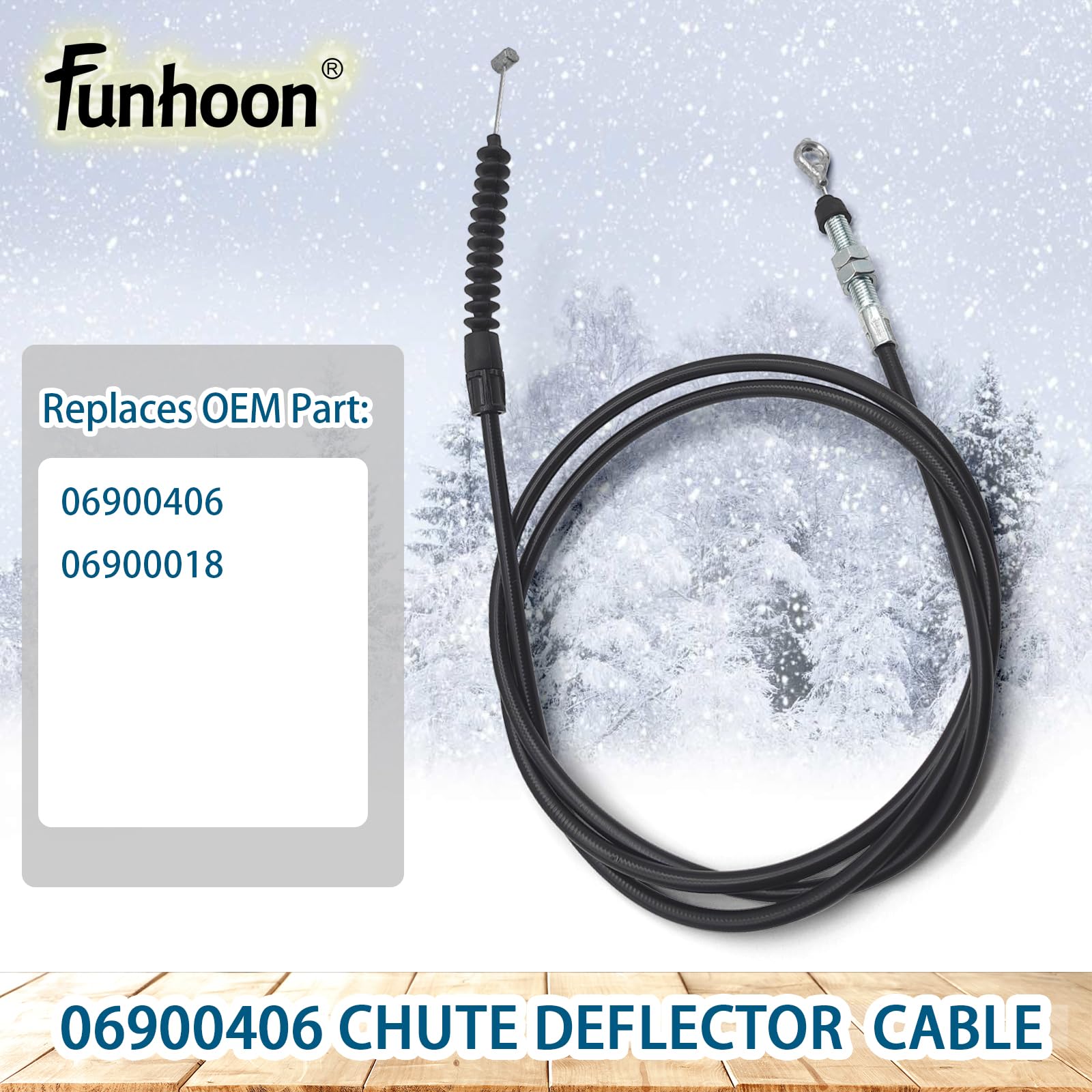 Funhoon 06900406 Câble de commande de déflecteur de goulotte pour souffleuse à neige Ariens Deluxe et Pro remplace 06900018