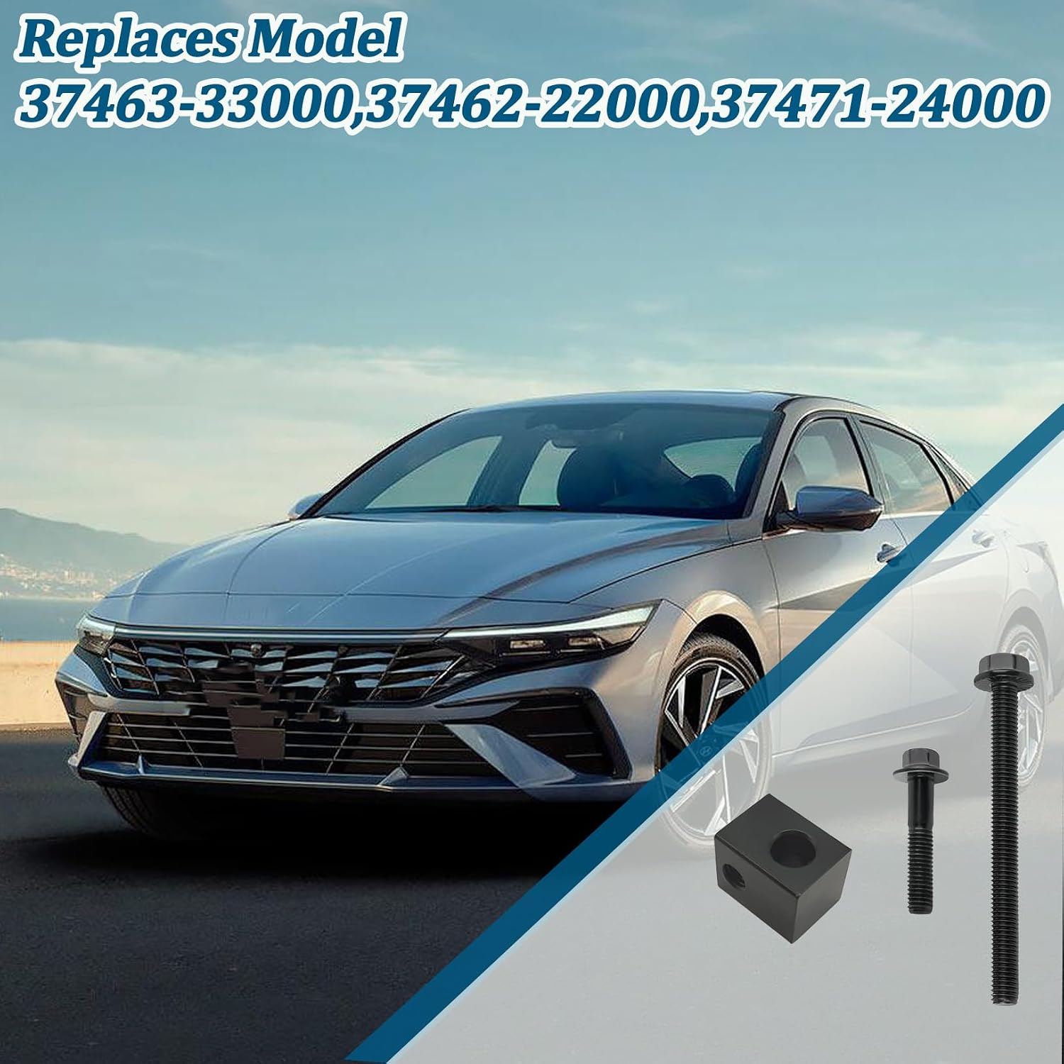 Alternator Pump Pulley Adjuster Kit, Adjuster Block Retainer Bolt Nut, Compatible with Hyundai Elantra Accent Tiburon Kia Spectra Rio Rio5 Replace# 37463-33000 37462-22000 37471-24000