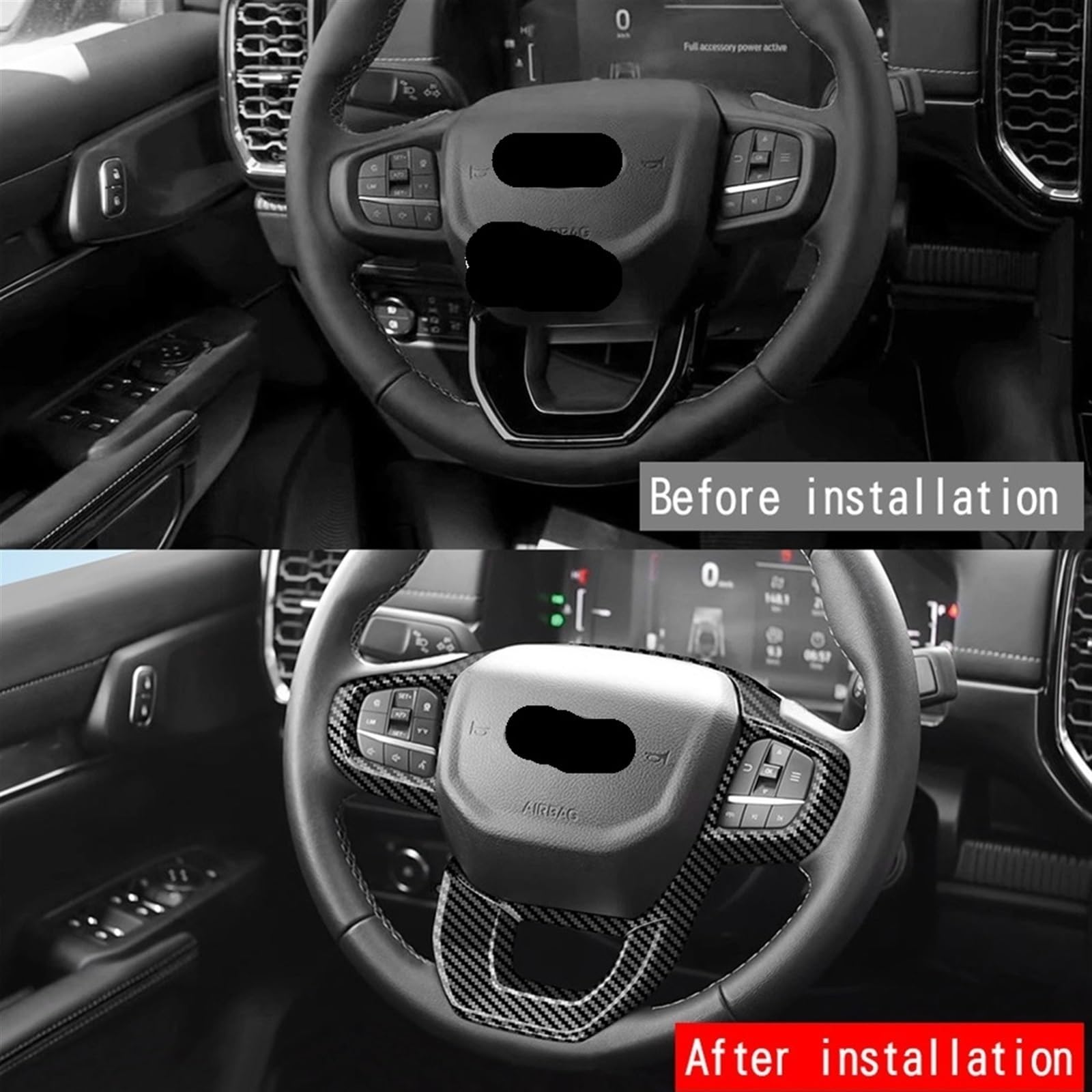 MEWANT Copertura protettiva per volante auto a punto a mano per Ford Ranger Raptor 2023-2024 Accessori per volante per Ford Ranger Raptor