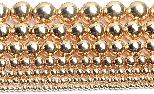 Miniatura 2 de Song Xi - Cuentas redondas de hematita para hacer joyas, 564, 18, 532, 1564, 516, 2564 pulgadas, cuentas de 15 pulgadas, hematita, Hematita de oro