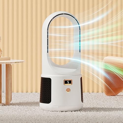 MObyat Ventilador de torre sin aspas para garaje, ventilador oscilante eléctrico de 13 pulgadas con botones, ventilador de pie portátil para