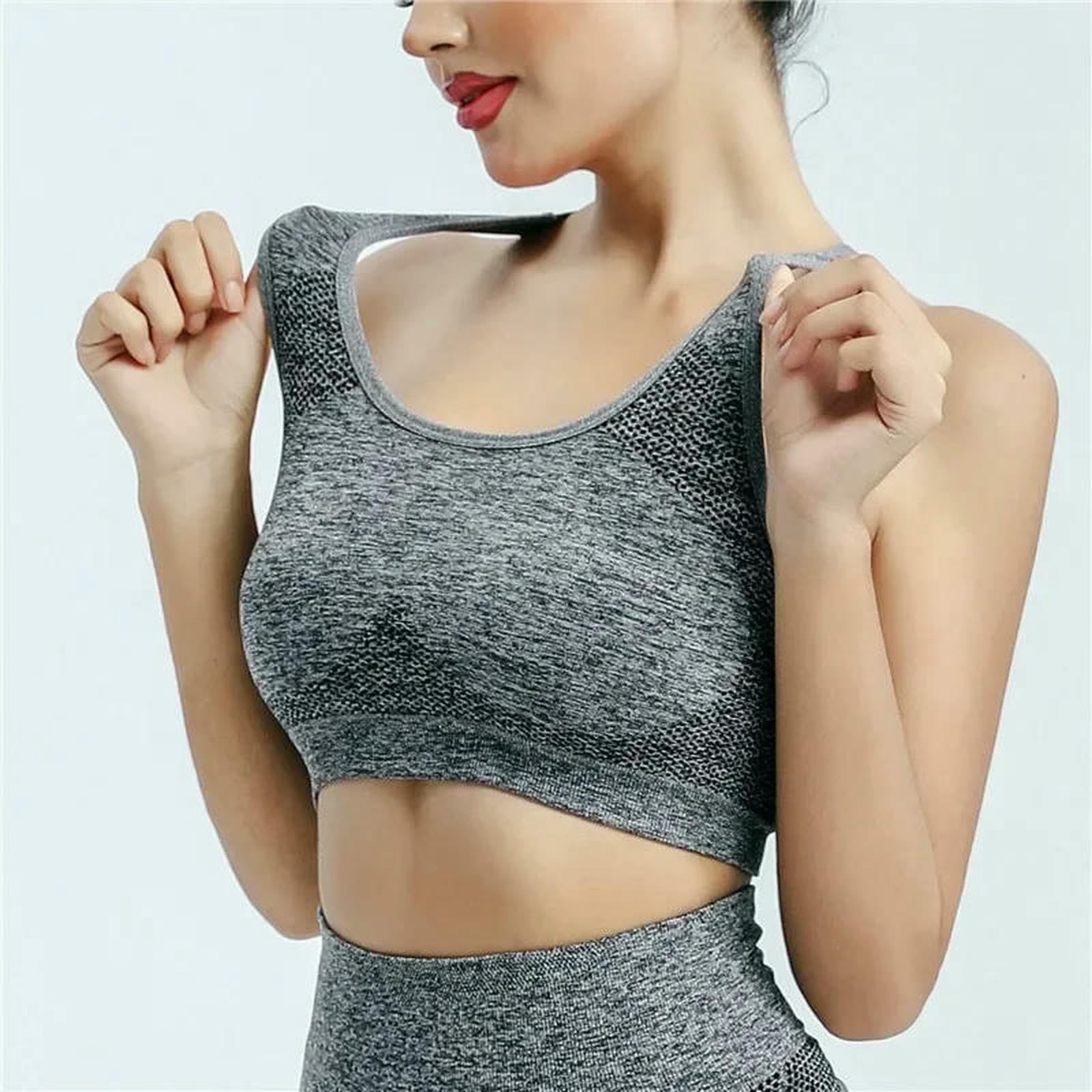 Reggiseno Sportivo Donna Women Sports Bra Top Top Push Up Fitness Yoga Bra Sport Top Sport per Donne Abbigliamento da Palestra da Corsa Traspirante-Rosso-m (40-60 kg)