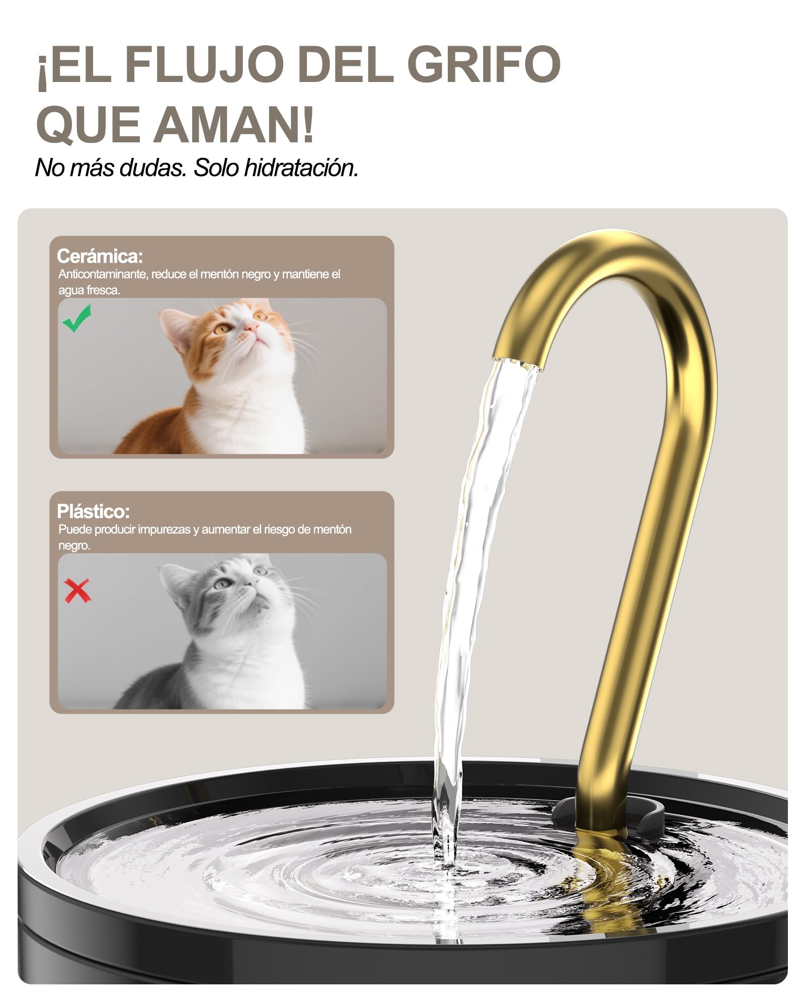 Kittyspout Fuente de Agua en Cerámica – 1.2L, con Bomba Ultra Silenciosa, 3 Niveles de Flujo, Sin BPA, Incluye 2 Filtros, Ideal para Gatos y Perros Pequeños – Negro | Con 3 niveles de agua y tubo de cobre, fuente silenciosa para gatos y perros pequeños