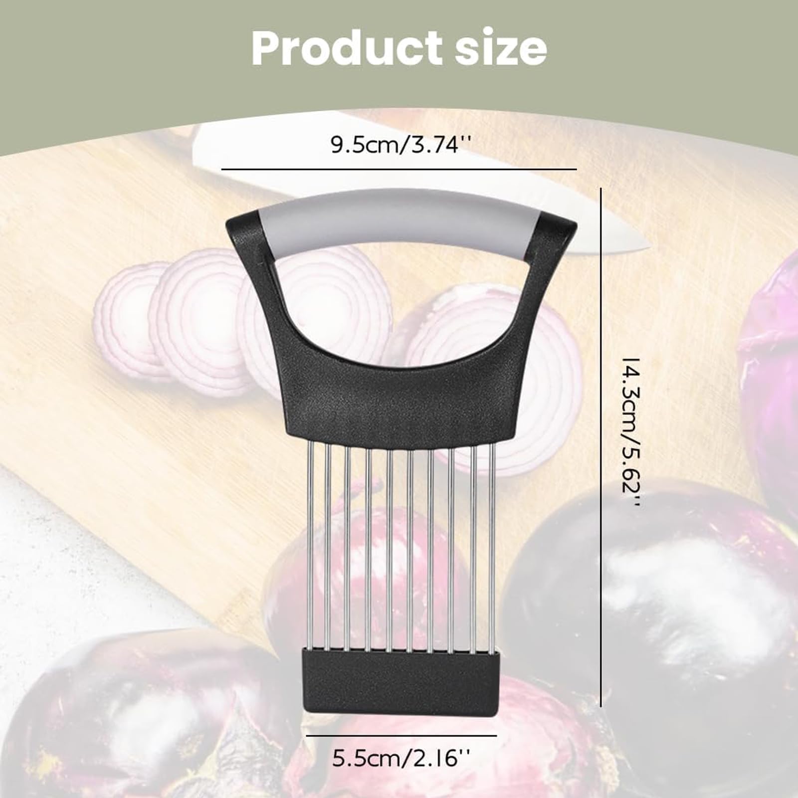 2PCS Onion Slicer and Holder - Kitchen Gadget for Cutting Vegetables Fruits, Potatoes, Meat, Tomatoes - Anti-Slip Design - Image 2