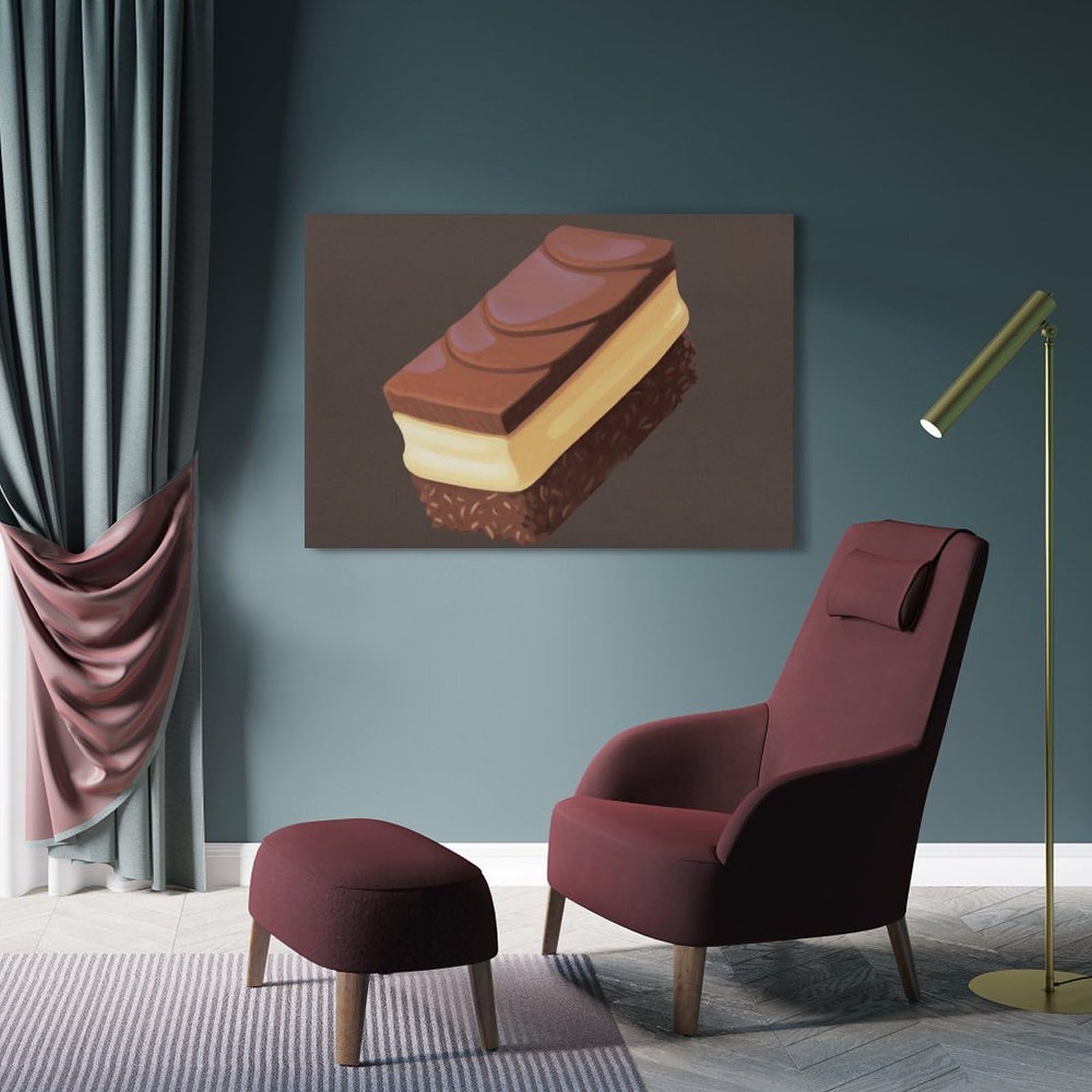 WIZIGM Digital gemaltes, mehrlagiges Schokoladentafel-Poster, moderne Wandkunst, Leinwand, ästhetische Dekoration, Gemälde, 60 x 90 cm, Rahmenstil